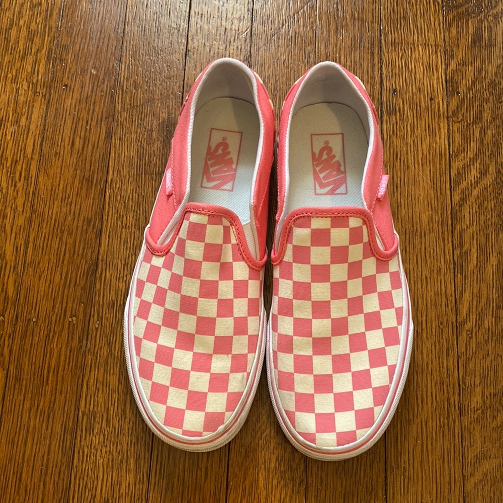 Vans Pink and Cream Checkerboard Slip-On